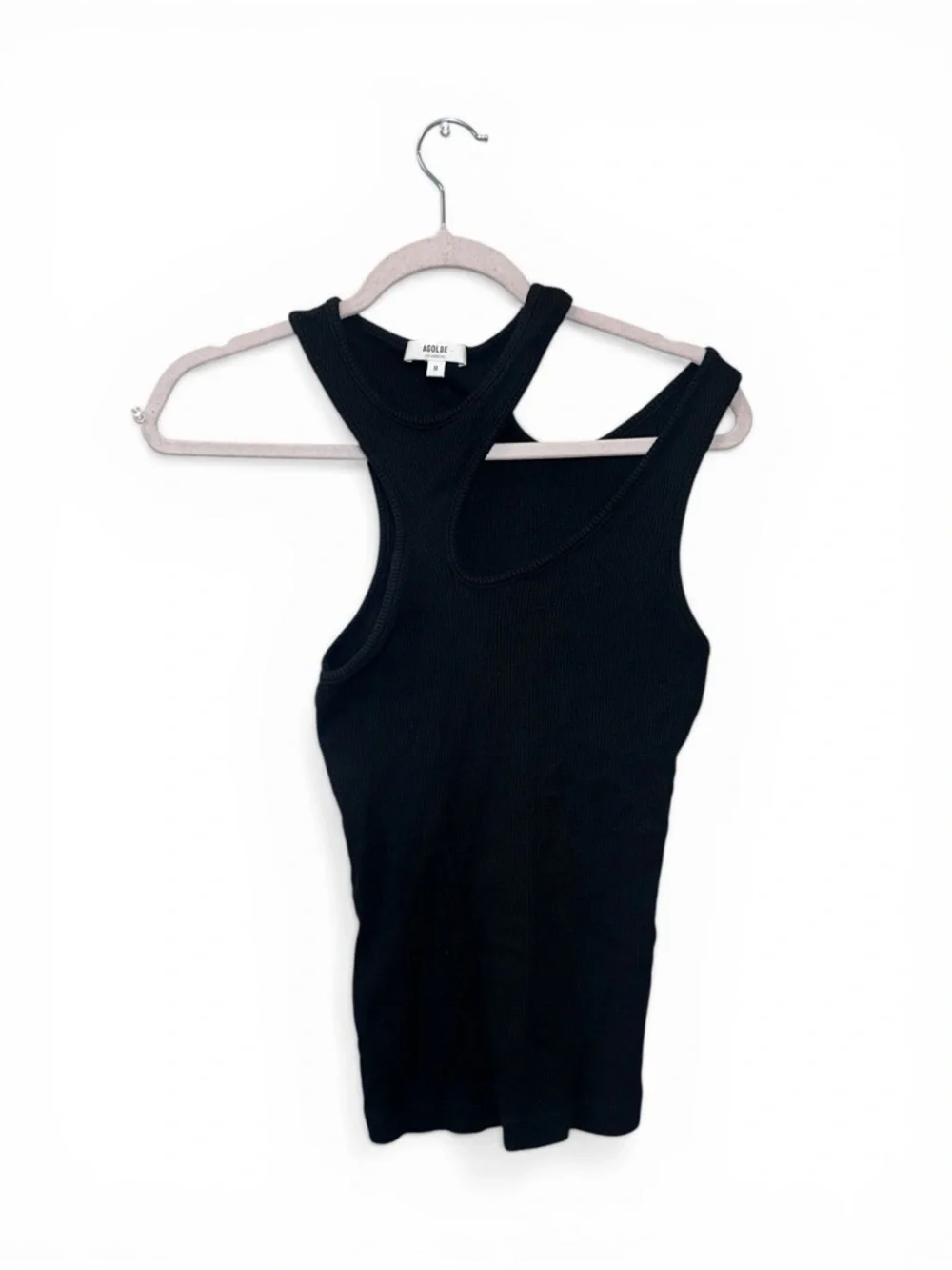AGOLDE Black Asymmetric Cutout Ribbed Tank - Picture 3 of 6